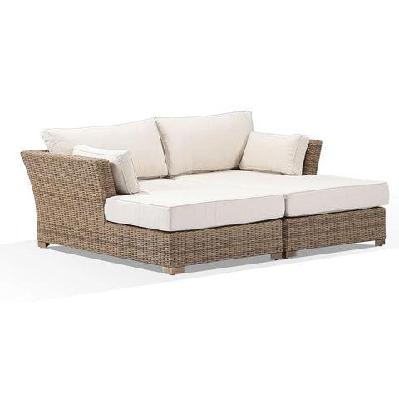 coco outdoor wicker modular 2 piece daybed garden setting brushed wheat / cream 