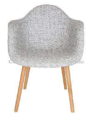 replica eames daw hal inspired chair - textured light grey fabric seat - natural beech legs 
