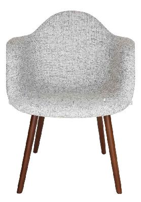 replica eames daw hal inspired chair textured light grey fabric seat walnut legs 