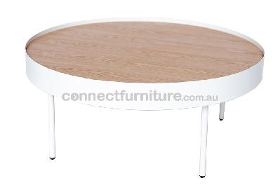 lunar round wood coffee table - white & natural 