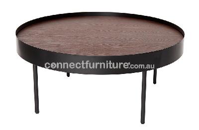 lunar round wood coffee table - black & walnut 