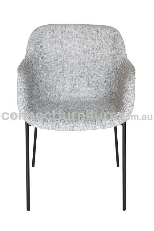 curved fabric dining chair - textured light grey 