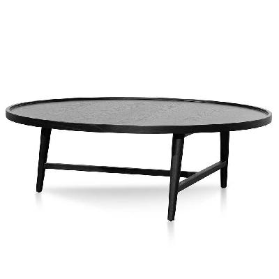 brenda 1.1m wooden round coffee table - black 