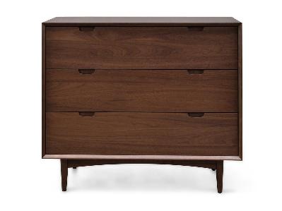 asta 3 drawer chest scandinavian design - walnut 