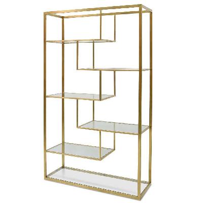 elle 1.2m glass shelving unit - gold frame 