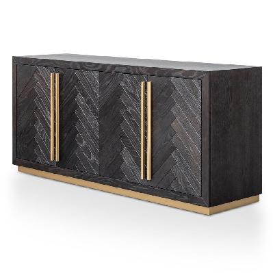 wilma wide 180cm wooden sideboard - peppercorn and brass 