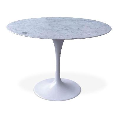 tulip 100cm round marble dining table - aluminium 