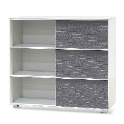 winford inter-layered white storage cabinet - grey doors 