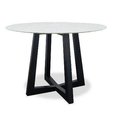 zodiac 1.15m round marble dining table - black base 