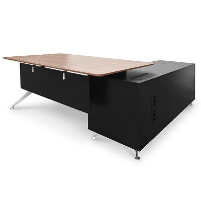 excel 1.95m executive office desk left return - walnut - black - corner 