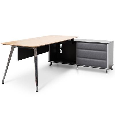hayes 2m right return office desk - natural - black - corner 