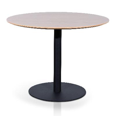 scope round office meeting table - natural with black base 