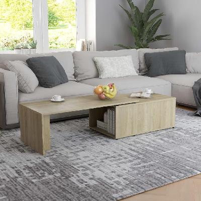 Coffee Table for Living Room Concrete Grey 100x60x42 cm Chipboard With storage shelves