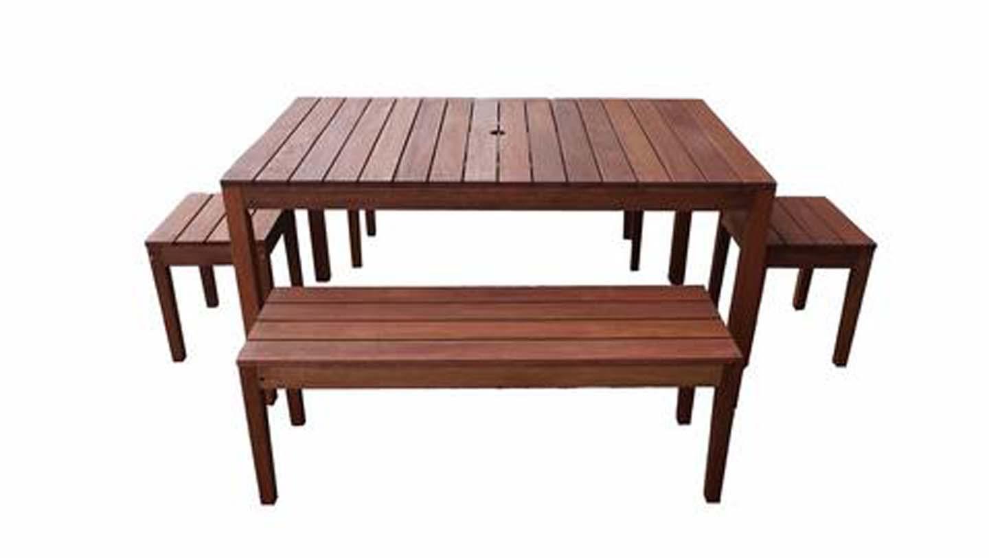 supreme rectangular 1.5m dining table and bench 5 piece setting (4 seater) 