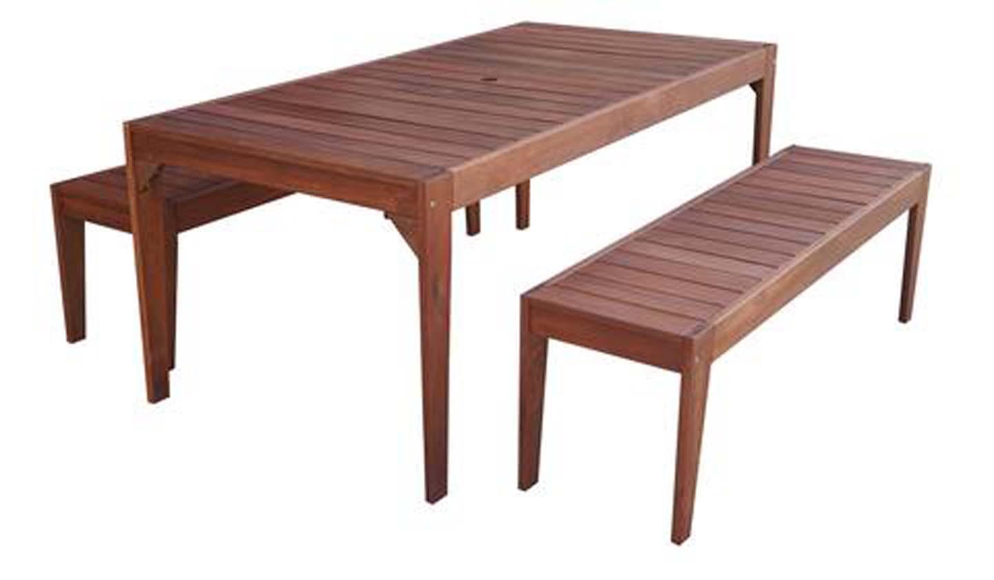 lazio rectangular dining table and bench 3 piece setting (4 seater) 