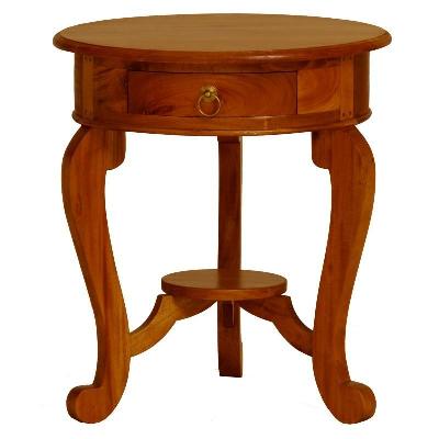 ct cabriol leg 1 drawer lamp table - light pecan