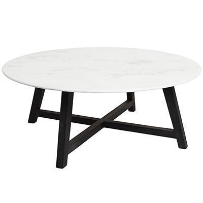 sh arizona mango wood base with marble top coffee table 110 dia cm 