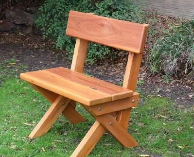 cross legged standard bench seat with back support - fresh ironbark hardwood sleepers 120cm