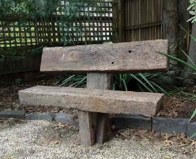 anchored garden bench seat - recycled railway sleepers 120cm