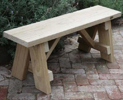 a frame trestle wooden bench seat - victorian ash / tasmanian oak hardwood - 120cm x 38cm