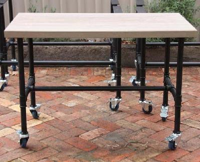 small outdoor cafe table - pipe fitting design 60cm x 60cm